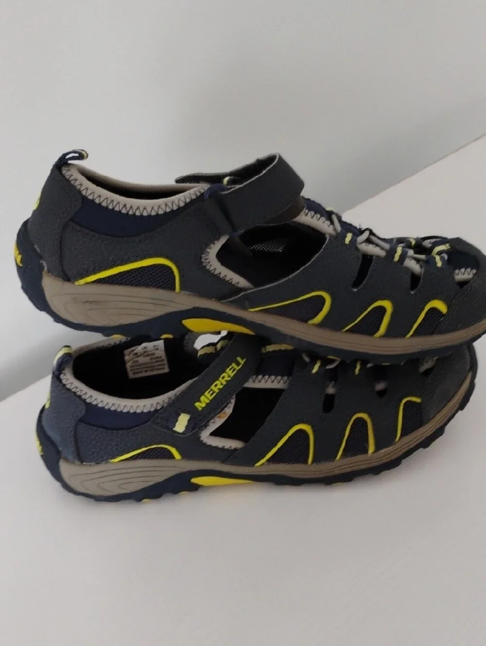 Merrell Hydro H2O Hiker Sandal Size 7 Kids Youth Navy Green EUC Fits Women 8.5